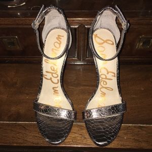Sam Edelman embossed, metallic stilettos